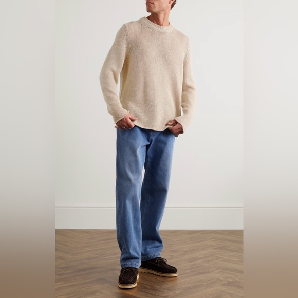 Miles Leon Sweater Men's Size XL Beige Mushroom Linen Cotton‎ Knit Loose Fit - Picture 4 of 13